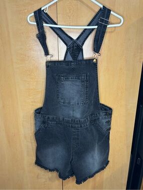 George Black Washed Denim Short Overalls